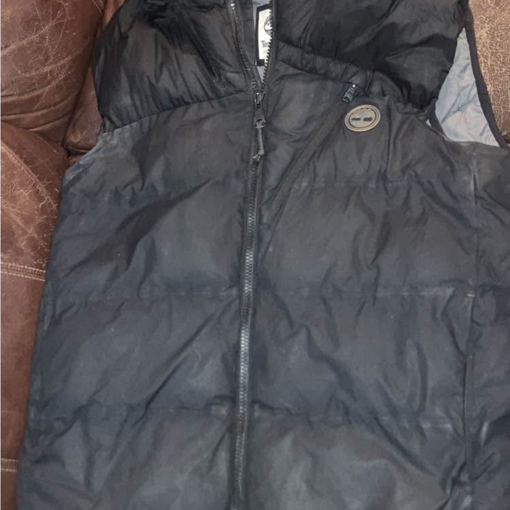 Timberland Black and Gray Puffer Vest